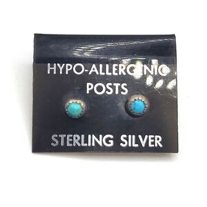 Native Sterling Silver Turquoise Post Earrings 5mm